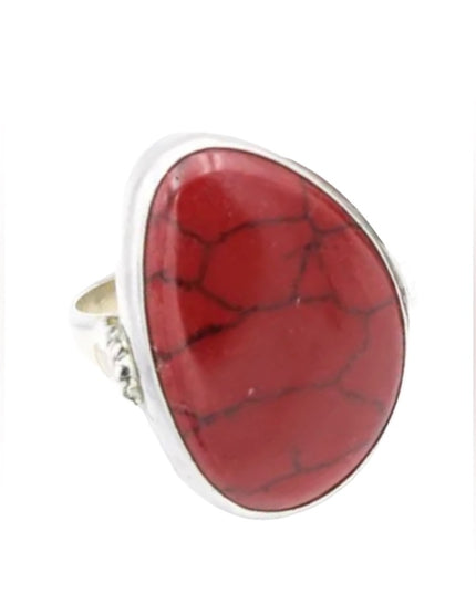 Vintage Red Jasper LG sterling silver 925 large chunky ring Native Southwestern