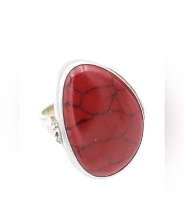 Vintage Red Jasper LG sterling silver 925 large chunky ring Native Southwestern