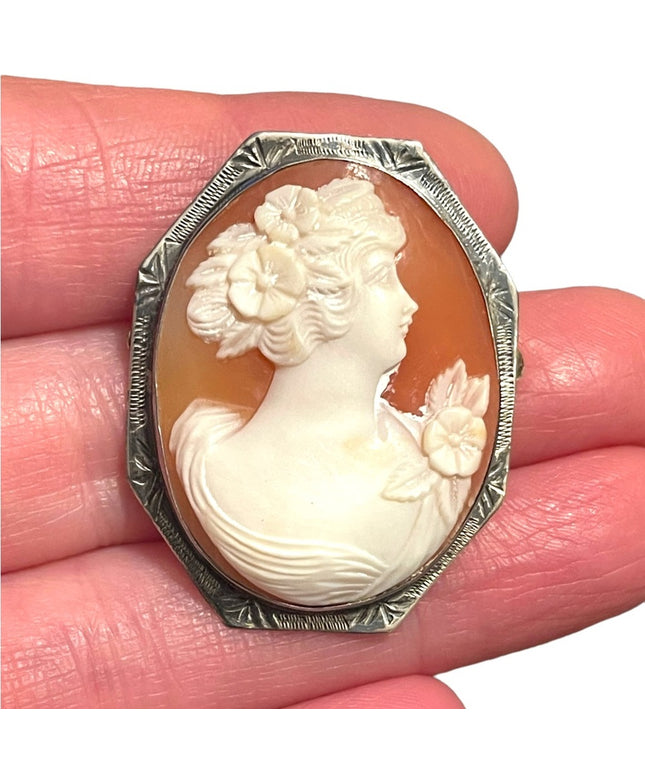 Stunning LG Antique Victorian Sterling silver 925 Carved Sardonyx Cameo brooch