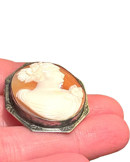 Stunning LG Antique Victorian Sterling silver 925 Carved Sardonyx Cameo brooch