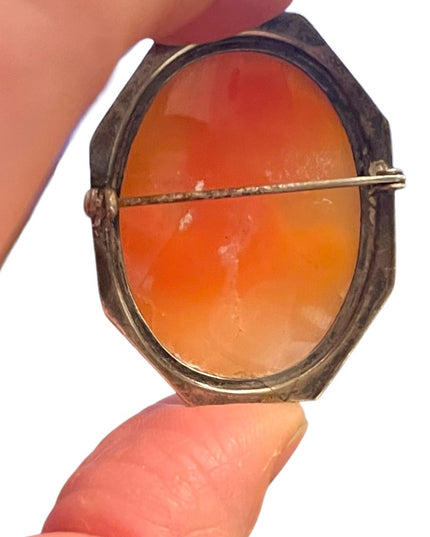 Stunning LG Antique Victorian Sterling silver 925 Carved Sardonyx Cameo brooch