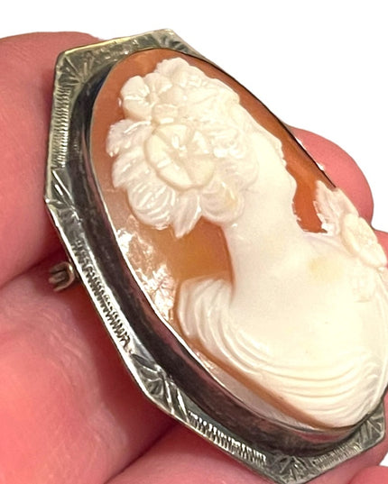 Stunning LG Antique Victorian Sterling silver 925 Carved Sardonyx Cameo brooch