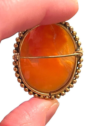 Lovely LG Carved Sardonyx GF Brass Antique Cameo brooch pendant