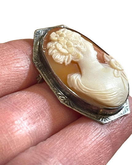 Stunning LG Antique Victorian Sterling silver 925 Carved Sardonyx Cameo brooch