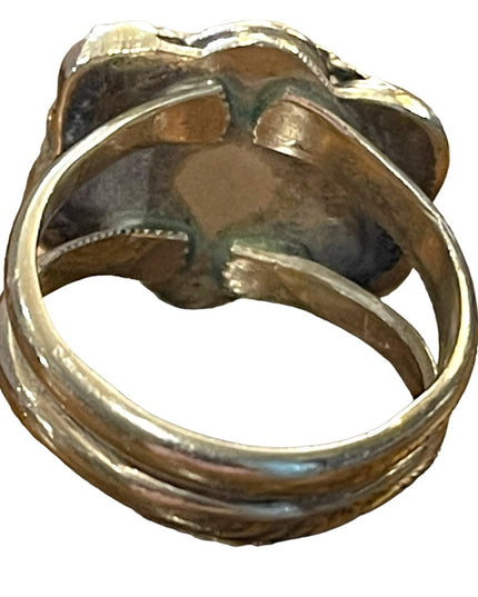 Vintage 1950s Zuni stone Inlay Native American Southwestern Ring rope design