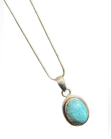 Sterling silver 925 Turquoise Native Southwestern Pendant necklace rope chain