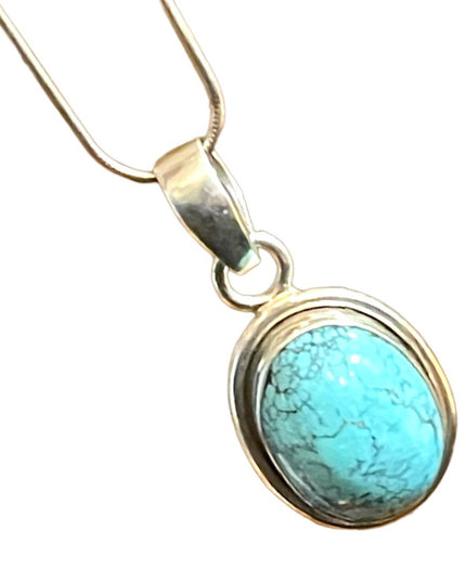Sterling silver 925 Turquoise Native Southwestern Pendant necklace rope chain
