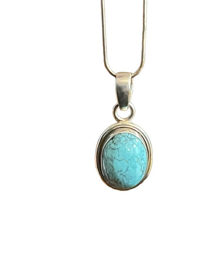 Sterling silver 925 Turquoise Native Southwestern Pendant necklace rope chain