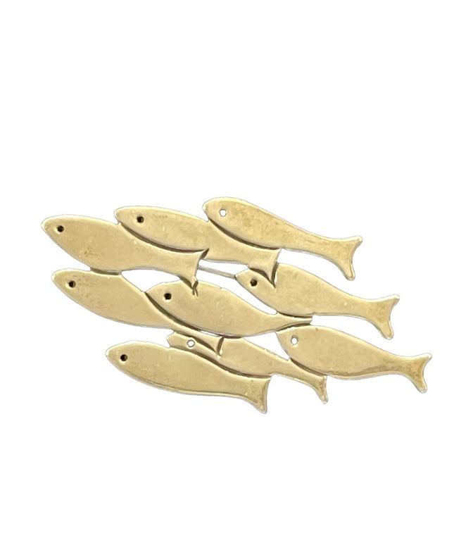 Vintage sterling silver Taxco Mexico 935 Signed artist school of fish brooch