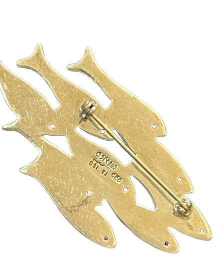 Vintage sterling silver Taxco Mexico 935 Signed artist school of fish brooch