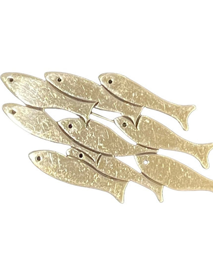 Vintage sterling silver Taxco Mexico 935 Signed artist school of fish brooch