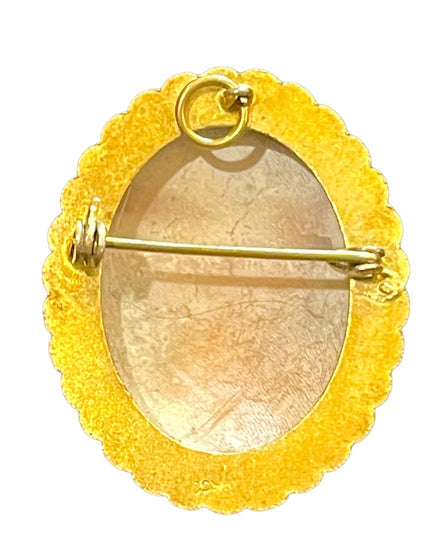 Vintage 800 Silver gold wash shell cameo brooch pendant ornate rope design