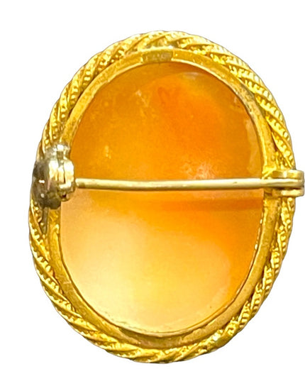 Vintage GP gold Finish wash Shell Cameo brooch pin Left facing