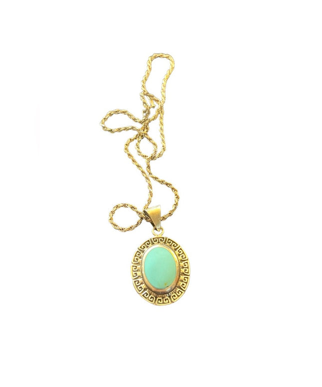 Vintage sterling silver 925 Turquoise Mexico Italy rope chain necklace signed