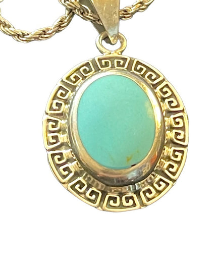 Vintage sterling silver 925 Turquoise Mexico Italy rope chain necklace signed