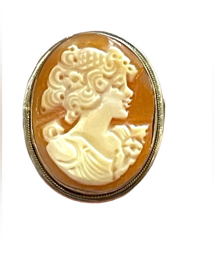 Vintage sterling silver Italy Carved Shell Cameo brooch pendant