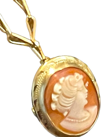 Vintage 12k gold filled Shell Cameo on gold chain necklace