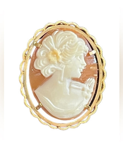 Vintage 12k GF Gold filled Carved shell Cameo brooch pendant
