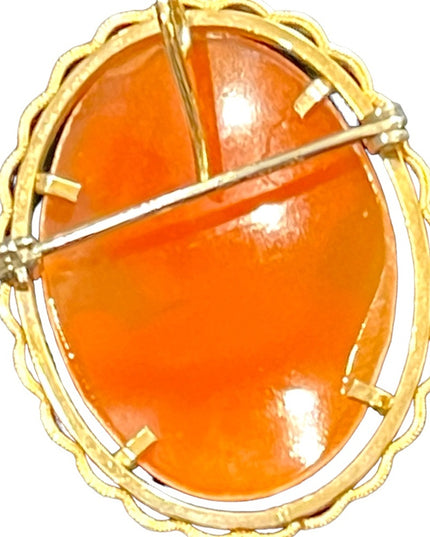 Vintage 12k GF Gold filled Carved shell Cameo brooch pendant