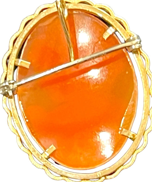 Vintage 12k GF Gold filled Carved shell Cameo brooch pendant