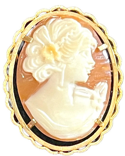 Vintage 12k GF Gold filled Carved shell Cameo brooch pendant