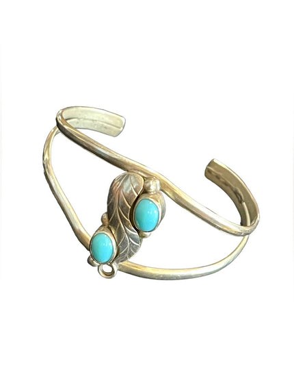 Vintage Alpaca Mexico bangle bracelet turquoise silver Southwestern design