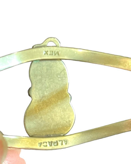 Vintage Alpaca Mexico bangle bracelet turquoise silver Southwestern design