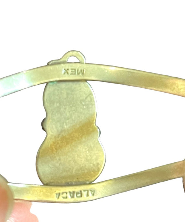 Vintage Alpaca Mexico bangle bracelet turquoise silver Southwestern design