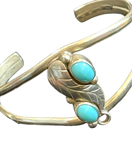 Vintage Alpaca Mexico bangle bracelet turquoise silver Southwestern design