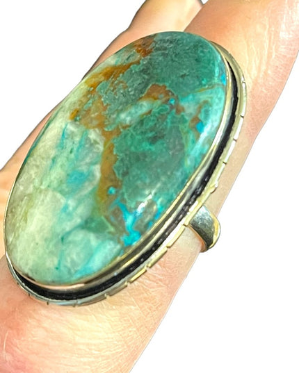 Lovely Large Tibetan Turquoise Oval Chunky heavy sterling silver 925 ring