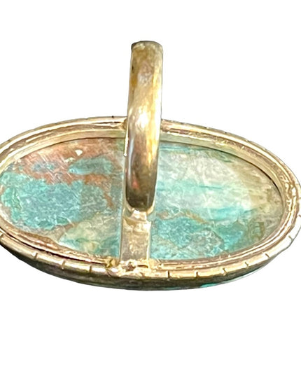 Lovely Large Tibetan Turquoise Oval Chunky heavy sterling silver 925 ring