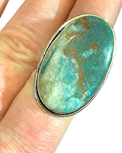 Lovely Large Tibetan Turquoise Oval Chunky heavy sterling silver 925 ring