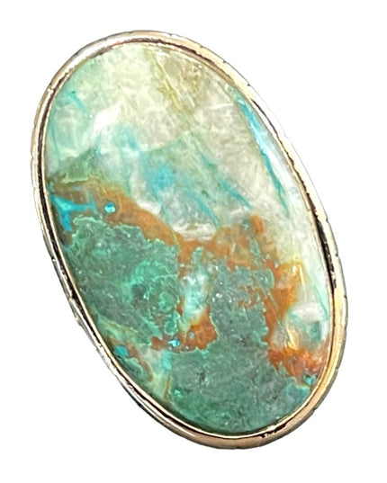 Lovely Large Tibetan Turquoise Oval Chunky heavy sterling silver 925 ring