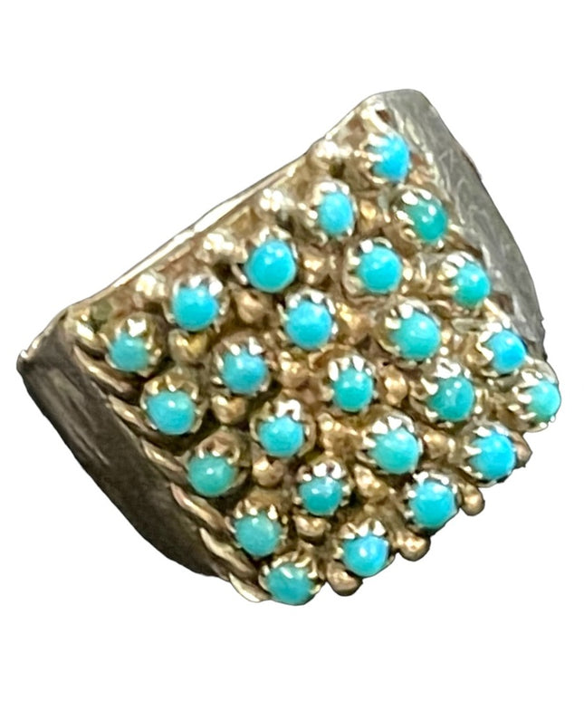 Vintage sterling silver Navajo Southwestern Old Pawn Turquoise ring Native