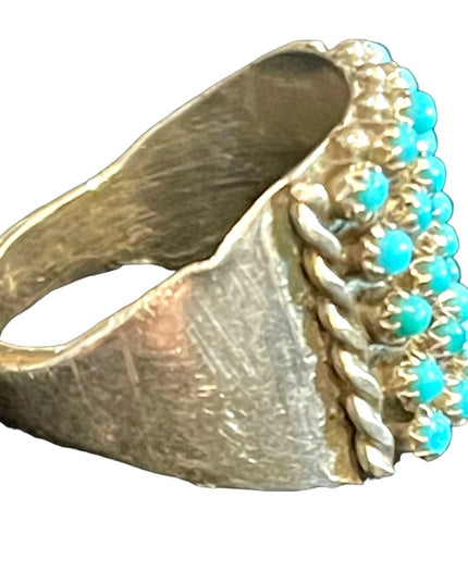 Vintage sterling silver Navajo Southwestern Old Pawn Turquoise ring Native