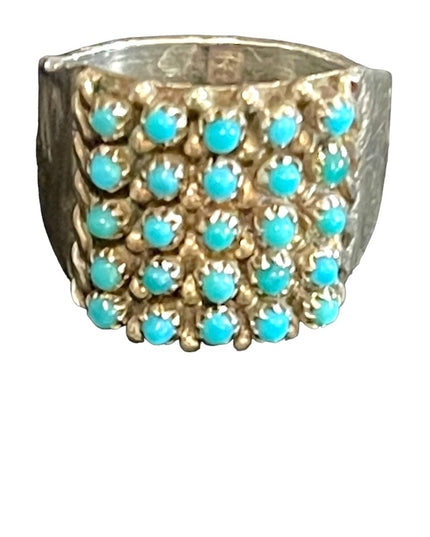 Vintage sterling silver Navajo Southwestern Old Pawn Turquoise ring Native