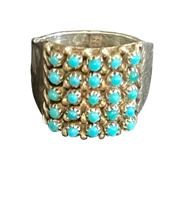 Vintage sterling silver Navajo Southwestern Old Pawn Turquoise ring Native