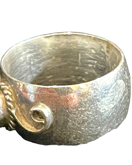 Vintage sterling silver 925 Paul J Turquoise Southwestern Native cigar band ring
