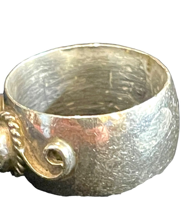 Vintage sterling silver 925 Paul J Turquoise Southwestern Native cigar band ring