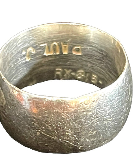 Vintage sterling silver 925 Paul J Turquoise Southwestern Native cigar band ring