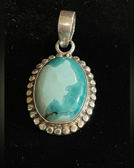 Stunning Southwestern Sterling silver Stabilized Turquoise cabachon pendant