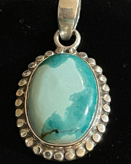 Stunning Southwestern Sterling silver Stabilized Turquoise cabachon pendant