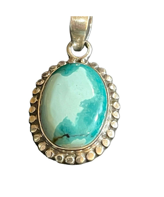 Stunning Southwestern Sterling silver Stabilized Turquoise cabachon pendant