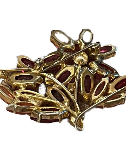 Vintage Juliana? pink crystal gold finish brooch Sparkle!