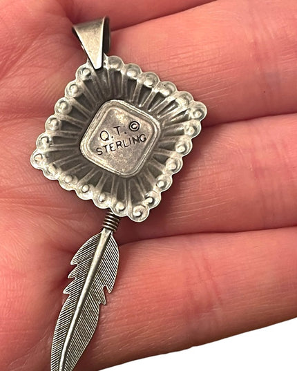 Vintage Carolyn Pollack Southwestern sterling necklace pendant stone inlay