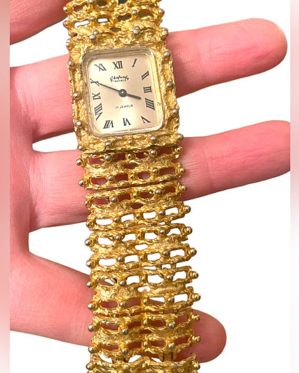 Vintage high quality RHAPSODY gold chunky watch windup