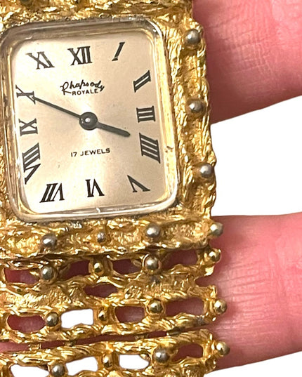 Vintage high quality RHAPSODY gold chunky watch windup