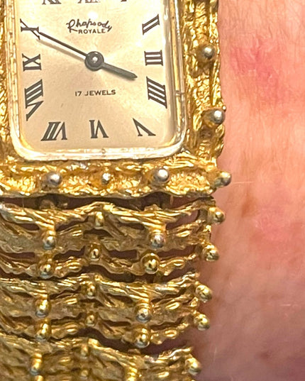 Vintage high quality RHAPSODY gold chunky watch windup