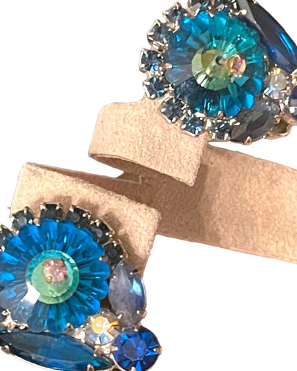 Vintage Capri Blue Rivoli Glass Juliana fancy D&E clip on esrrings