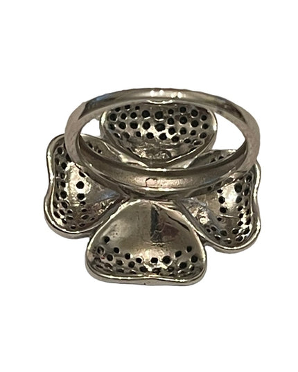 Lovely Stunning Black Onyx & Carnelian LG sterling silver 925 flower ring
